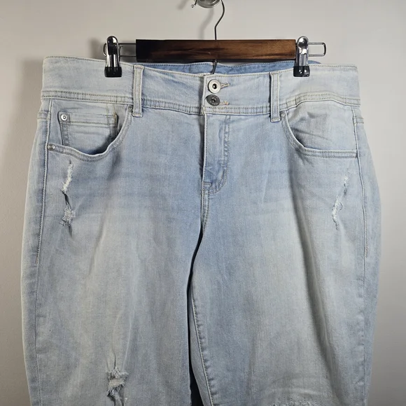 Torrid Light Blue Distressed Flare Jeans - Picture 2 of 8